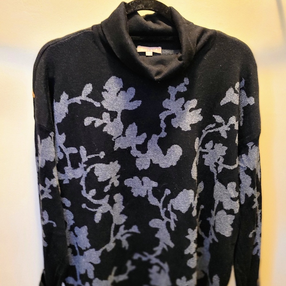 Lilla P Floral Turtleneck Tunic Sweater